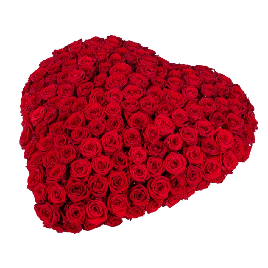 Rouwstuk rode rozen hart