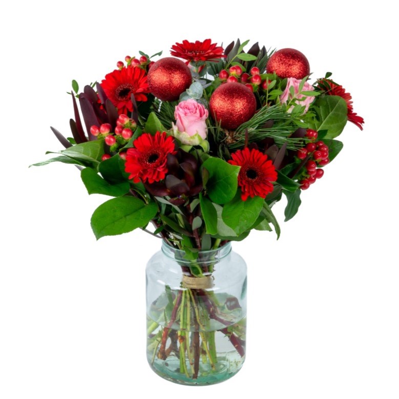 Rood luxe kerstboeket