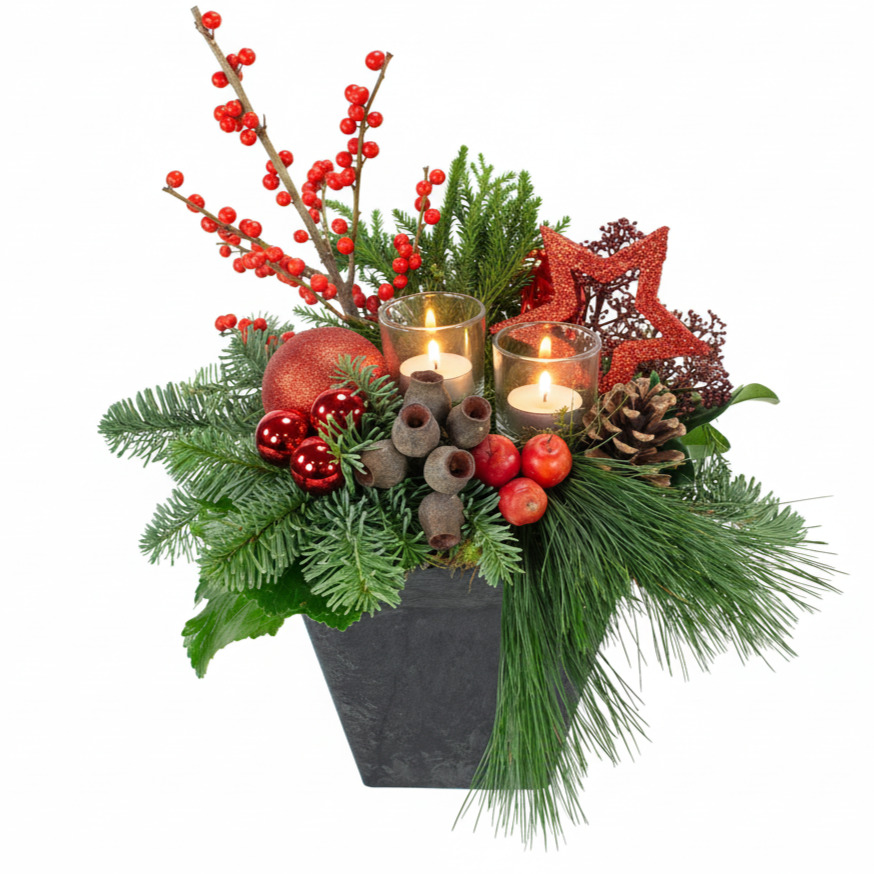 Kerststuk Rood traditional