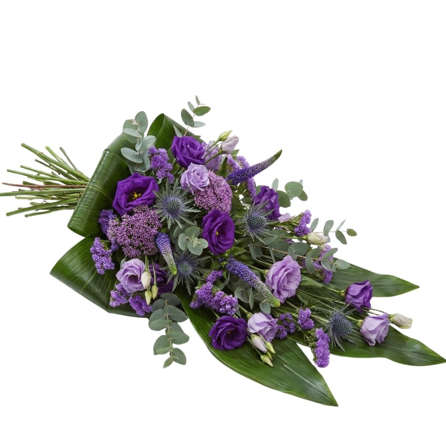 Rouwboeket blauw paars