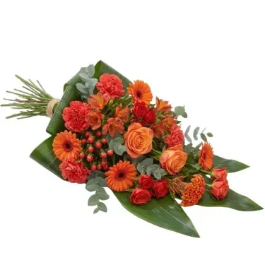 Rouwboeket warm oranje voor 47,50
